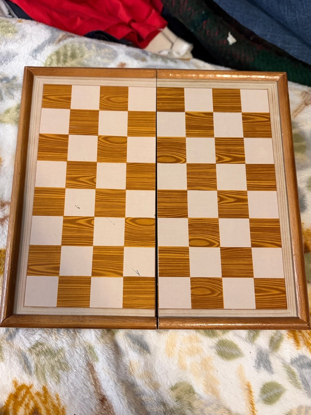 Classic Foldable Wood-Tone Chess Board - Unbranded